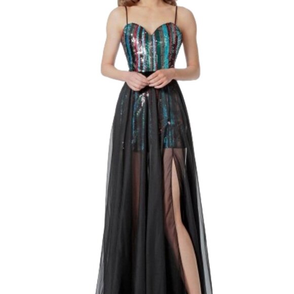 NWT Jovani 66297ASC Sequins Prom Dress Multi Size 0